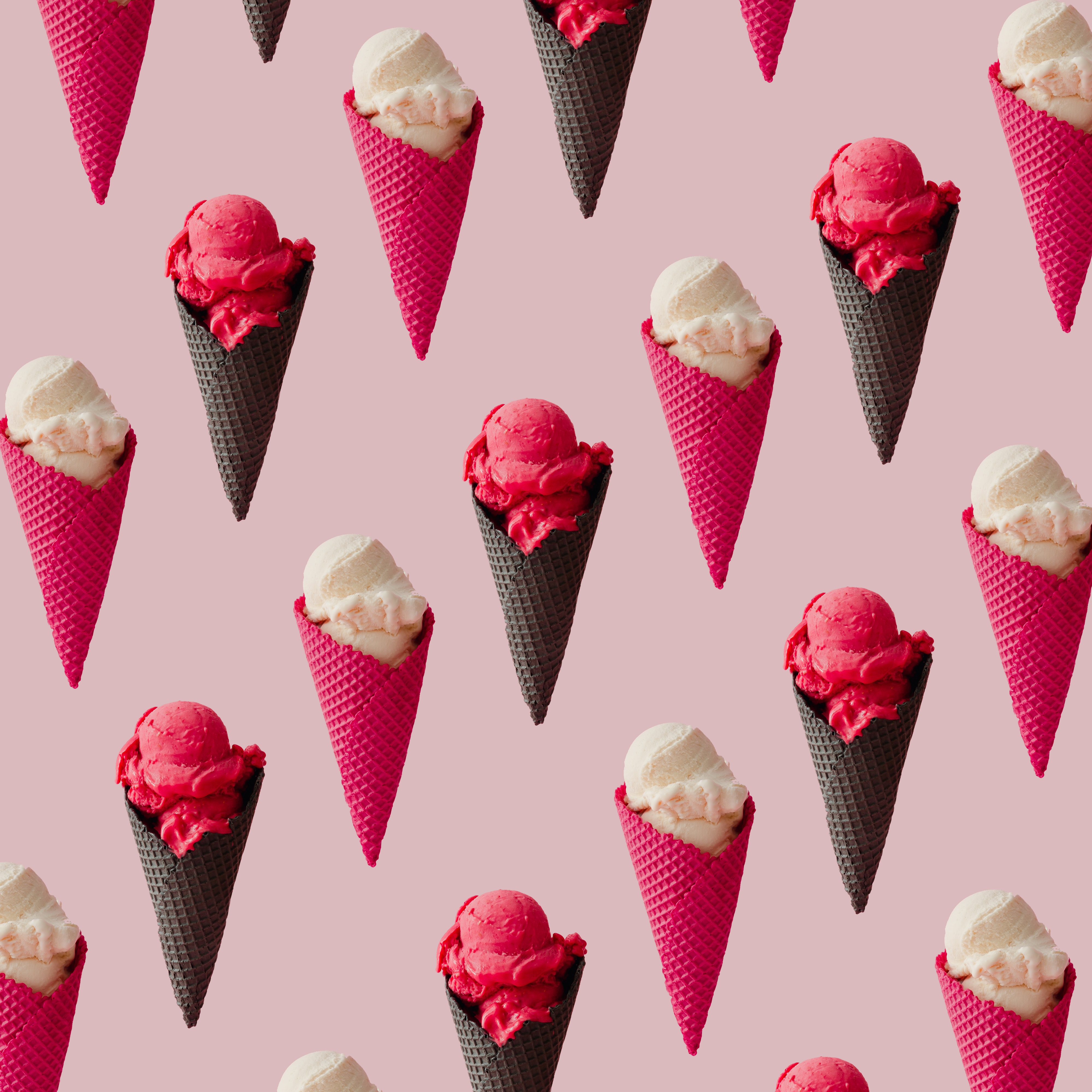 Ice Cream Pink Waffle Cones