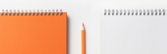 Orange Pad With Pencil On White 580X190